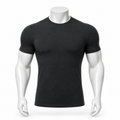 VAREN FORM Mock Neck Ribbed Training T-Shirt in Black for men's gym-to-street wear