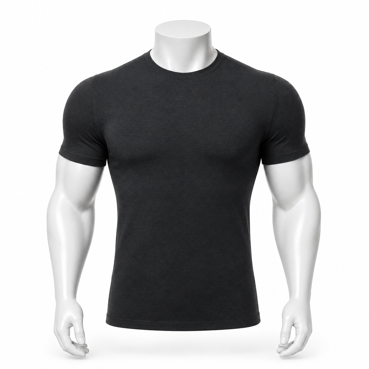 VAREN FORM Mock Neck Ribbed Training T-Shirt in Black for men's gym-to-street wear