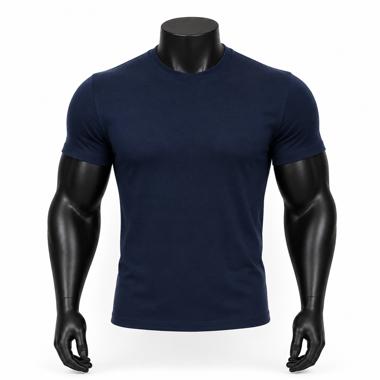 VAREN FORM Mock Neck Ribbed Training T-Shirt in Navy