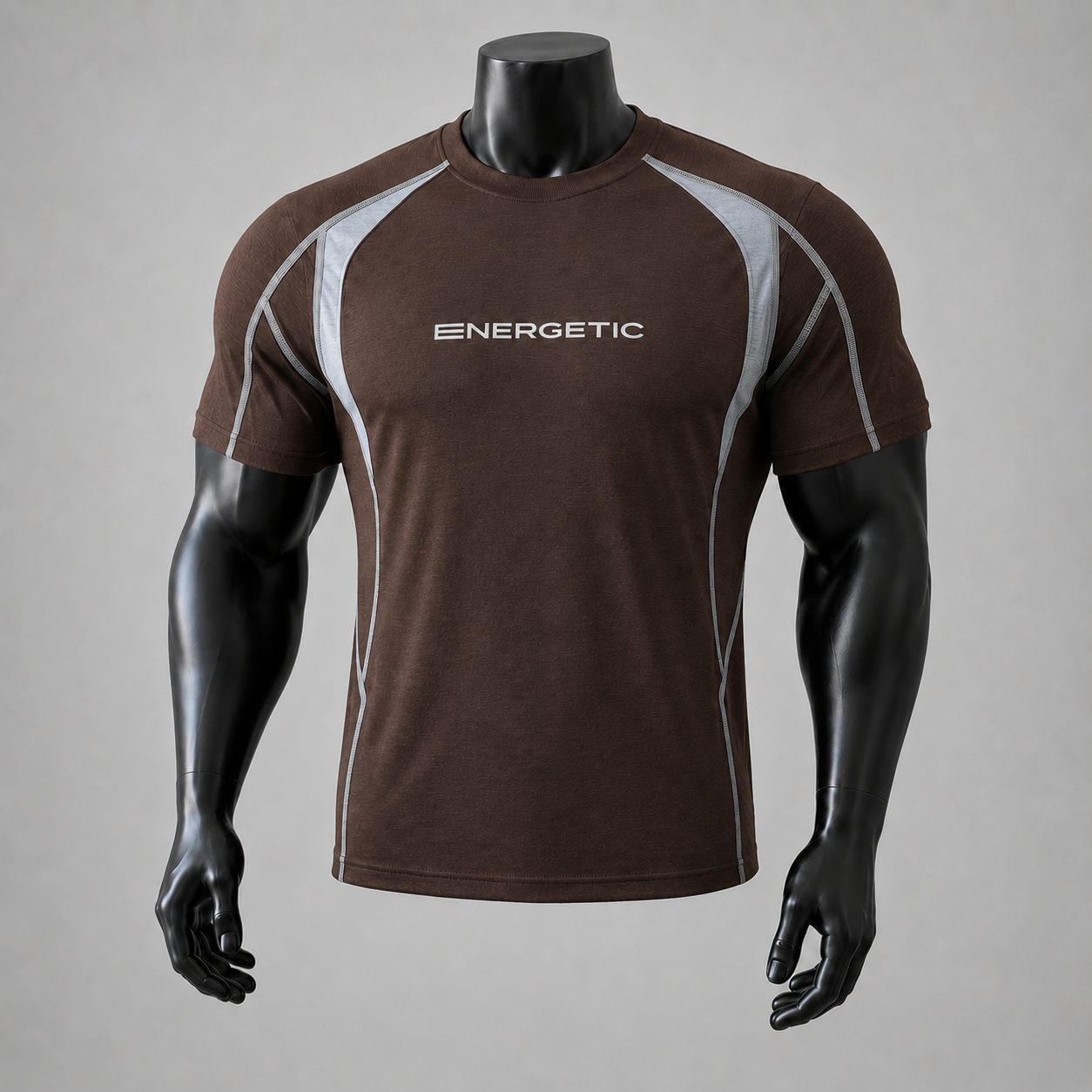 VAREN FORM Moisture-Wicking Colorblock Training Tee in espresso brown front view