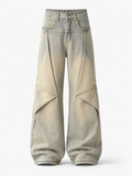 VAREN FORM Mud-Wash Paneled Wide-Leg Jeans in Sand Wash for men's gym-to-street wear