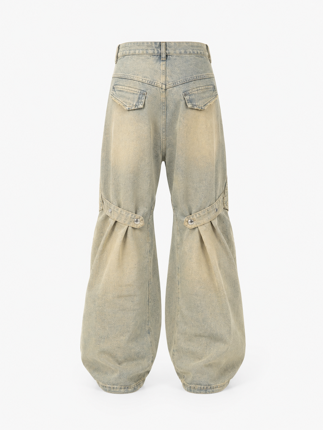 VAREN FORM Mud-Wash Paneled Wide-Leg Jeans in Sand Wash for men's gym-to-street wear