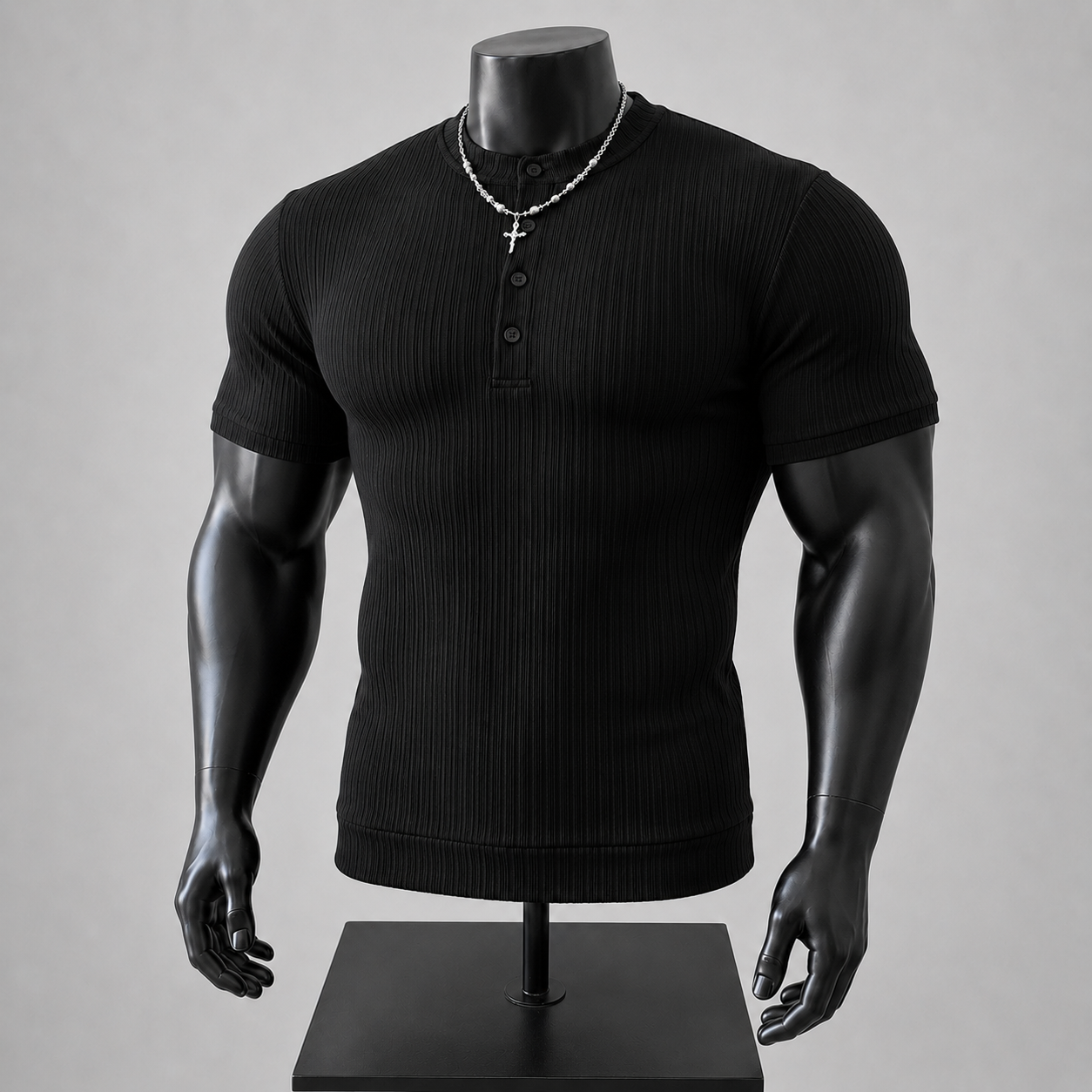 VAREN FORM Old Money Lightweight Crewneck Tee in black front view