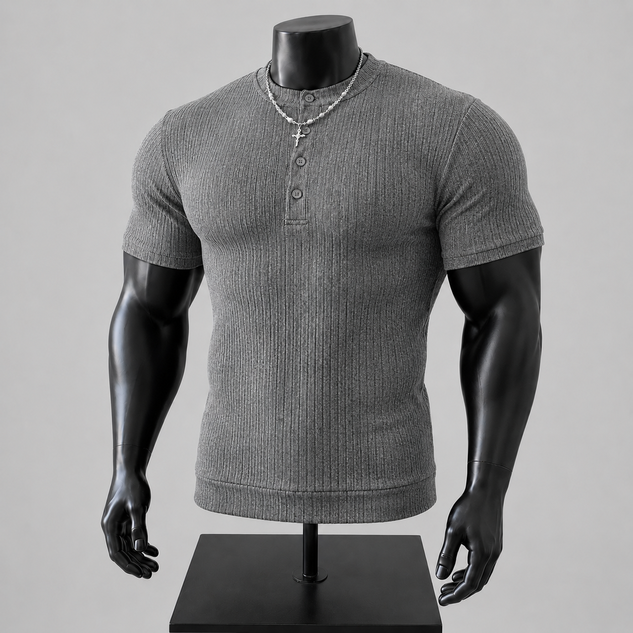 VAREN FORM Old Money Lightweight Crewneck Tee in heather grey view 2 view