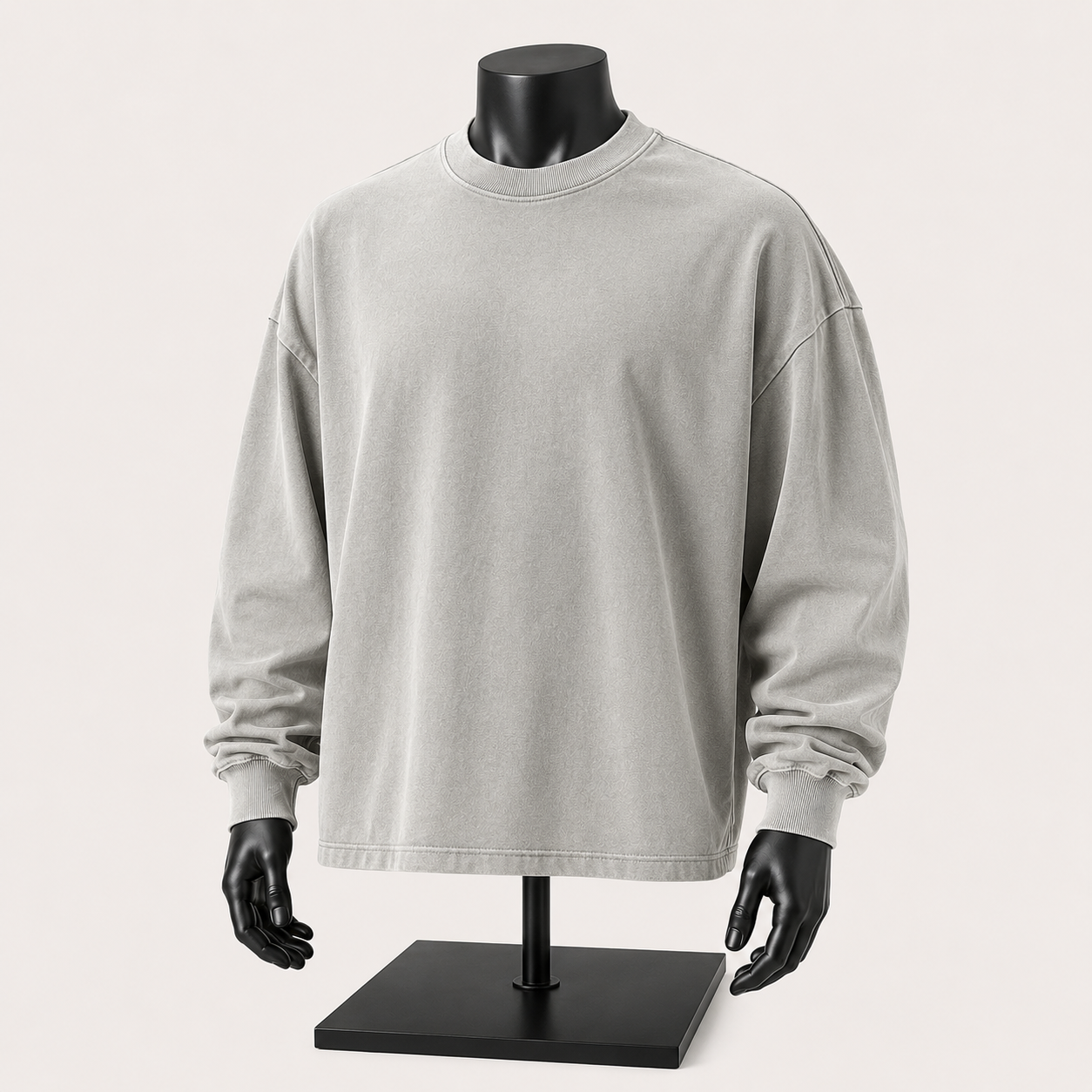 VAREN FORM Salt-Wash Boxy Long Sleeve Tee in ash grey view 2 view