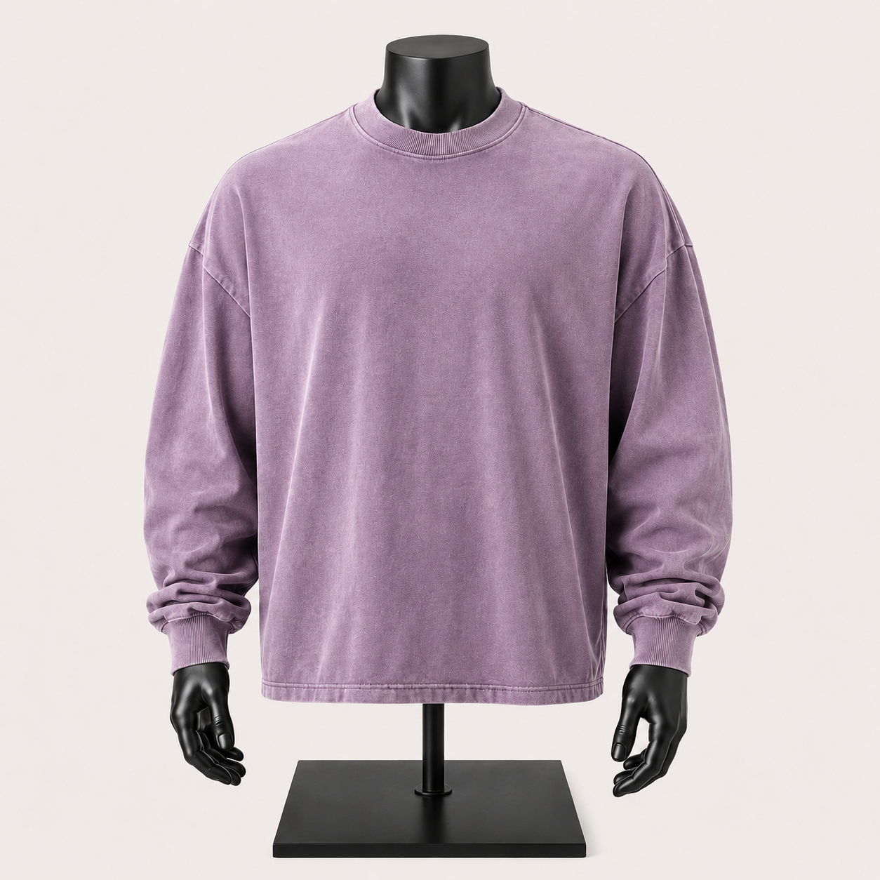 VAREN FORM Salt-Wash Boxy Long Sleeve Tee in lavender view 5 view