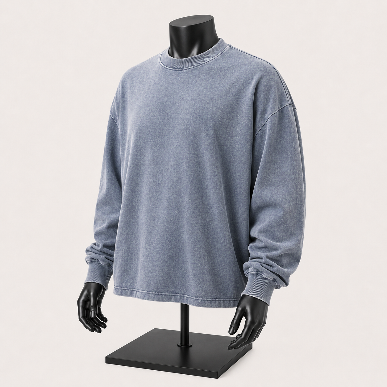 VAREN FORM Salt-Wash Boxy Long Sleeve Tee in powder blue view 4 view