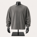 VAREN FORM Salt-Wash Boxy Long Sleeve Tee in washed charcoal front view