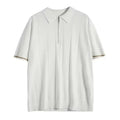 VAREN FORM Smooth Half-Zip Knit Polo Shirt in Ivory for men's gym-to-street wear