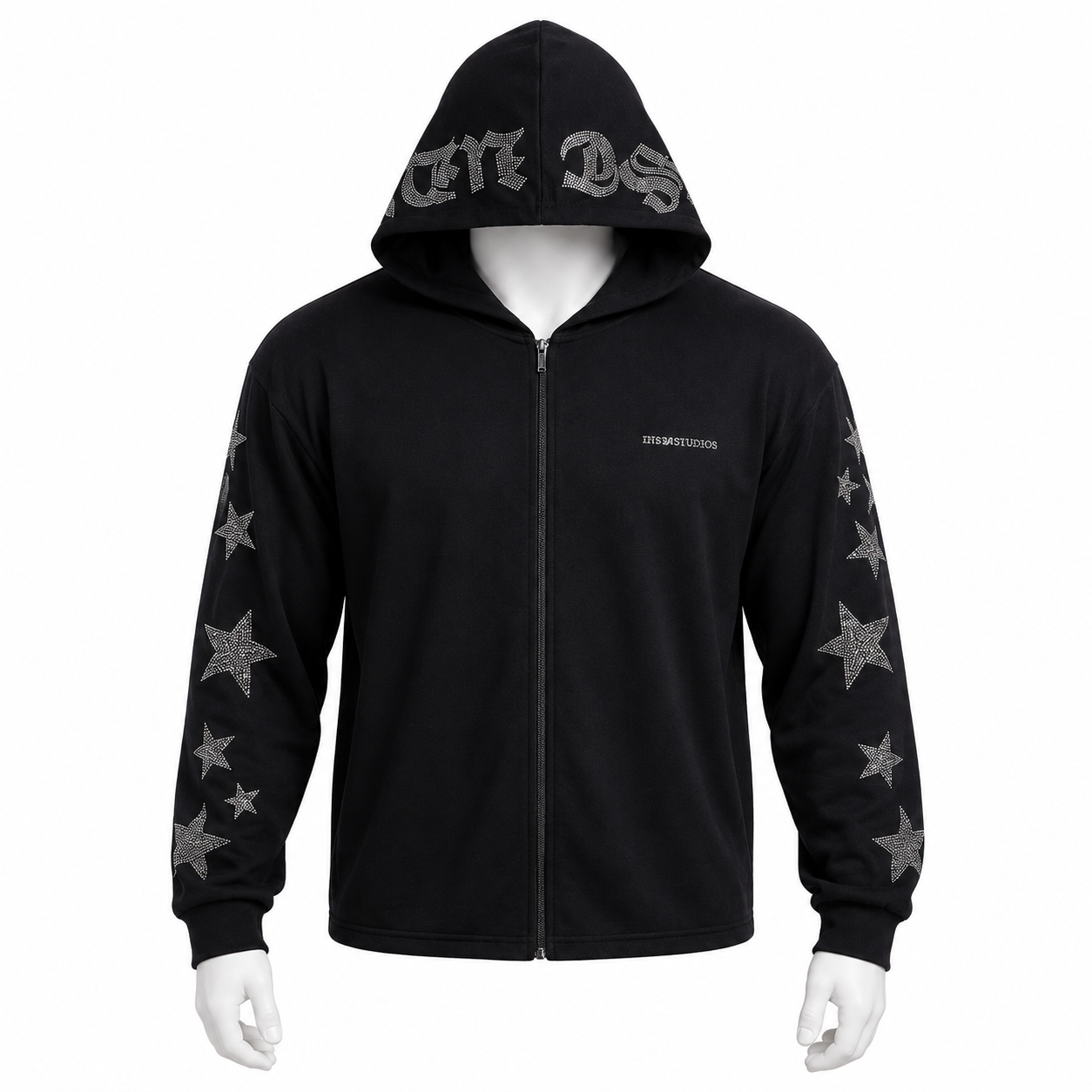 VAREN FORM Star Sleeve Zip Hooded Training Jacket in Black