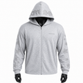 VAREN FORM Star Sleeve Zip Hooded Training Jacket in Heather Grey for men's gym-to-street wear