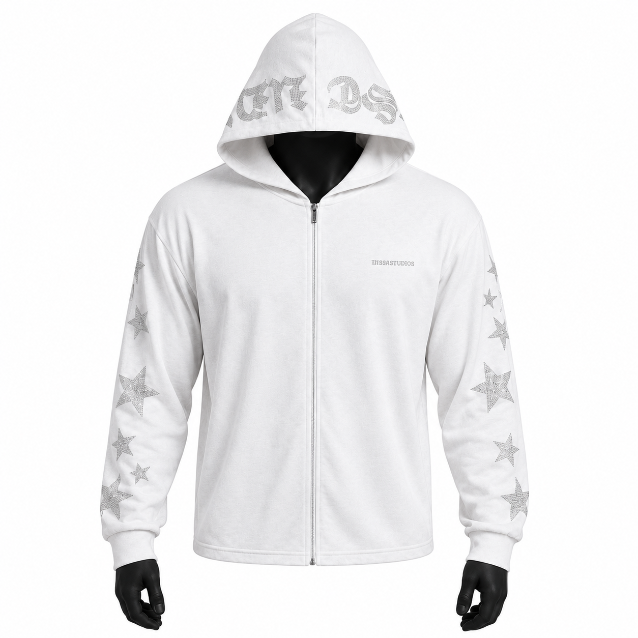 VAREN FORM Star Sleeve Zip Hooded Training Jacket in White