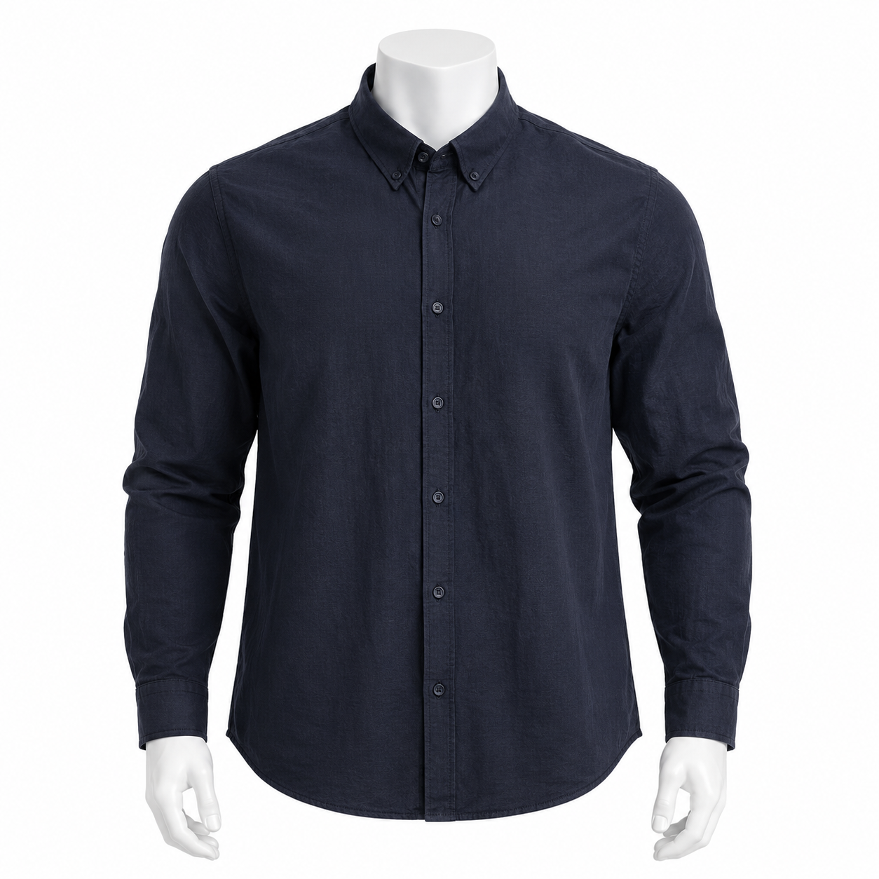 VAREN FORM Textured Long Sleeve Utility Shirt in Navy for men's gym-to-street wear