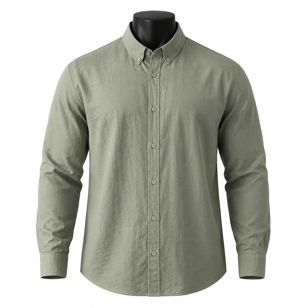 VAREN FORM Textured Long Sleeve Utility Shirt in Sage Green