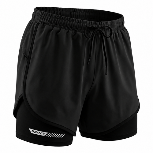VAREN FORM 2-in-1 Quick-Dry Running Shorts in black view 2 view
