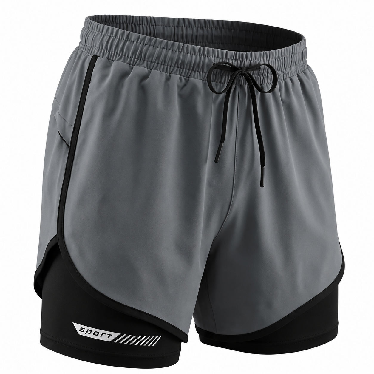 VAREN FORM 2-in-1 Quick-Dry Running Shorts in grey front view