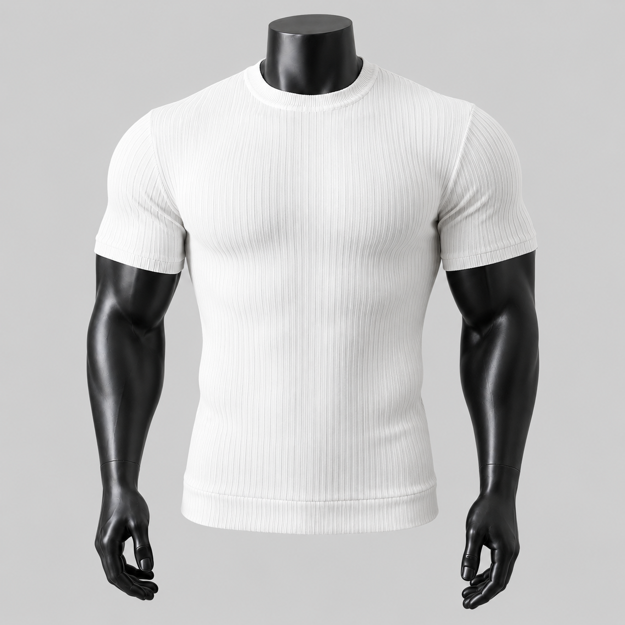 Vertical Rib Stretch Knit Tee in white view 2 view