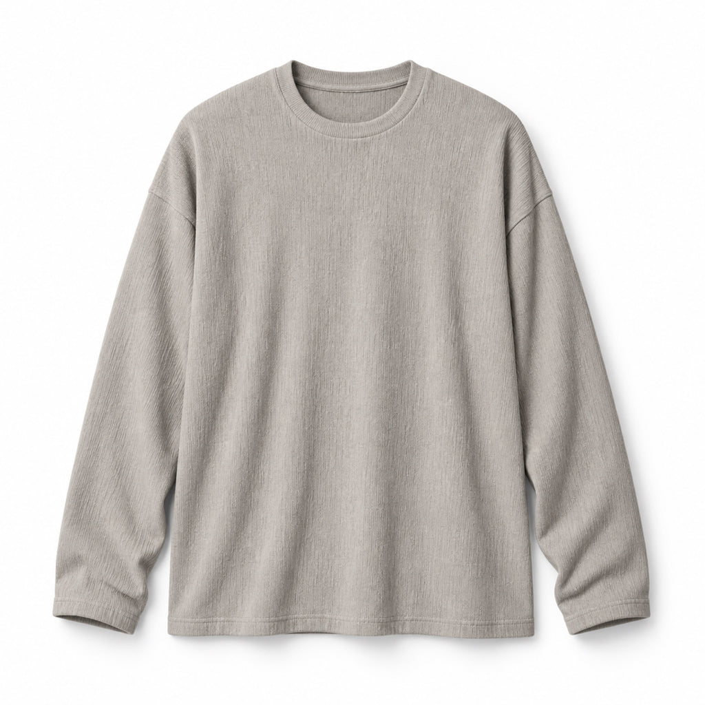 Men's Textured Oversized Long-Sleeve T-Shirt in gray - product view