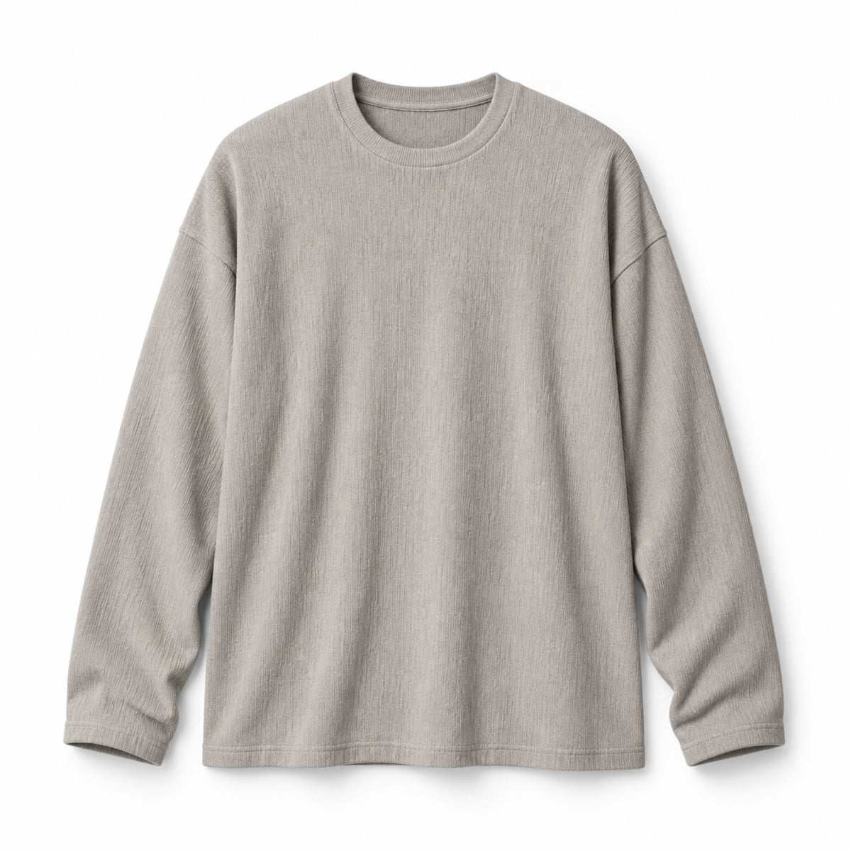 Men's Textured Oversized Long-Sleeve T-Shirt in gray - product view