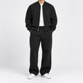 Men's Cropped Padded Bomber & Sweatpants Set in black - worn view