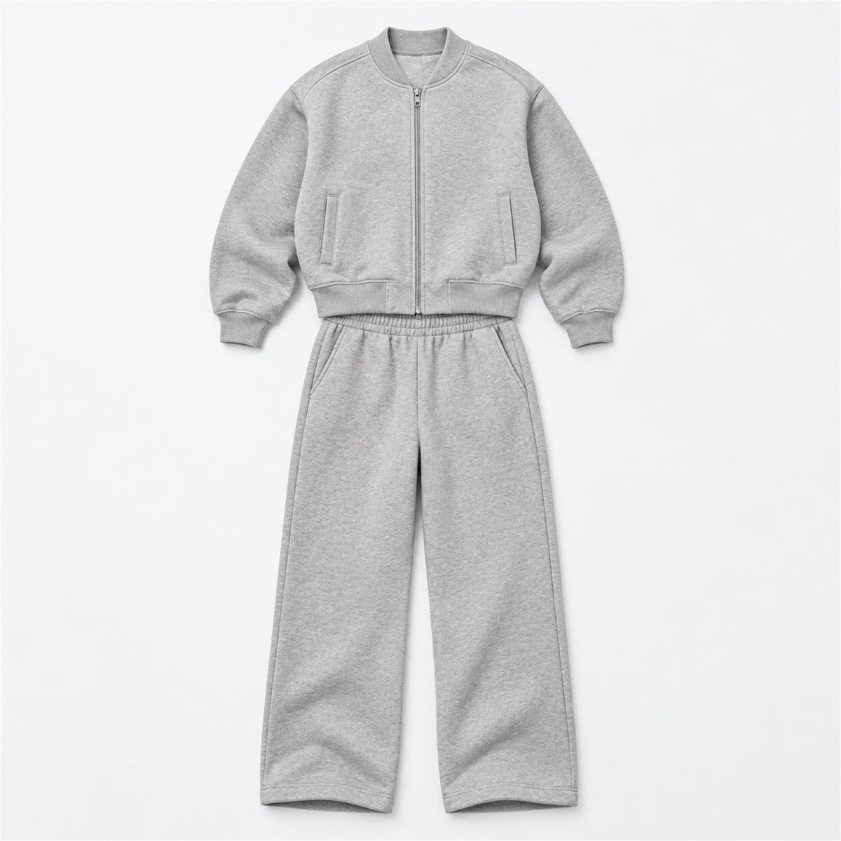 Men's Cropped Padded Bomber & Sweatpants Set in gray - product view