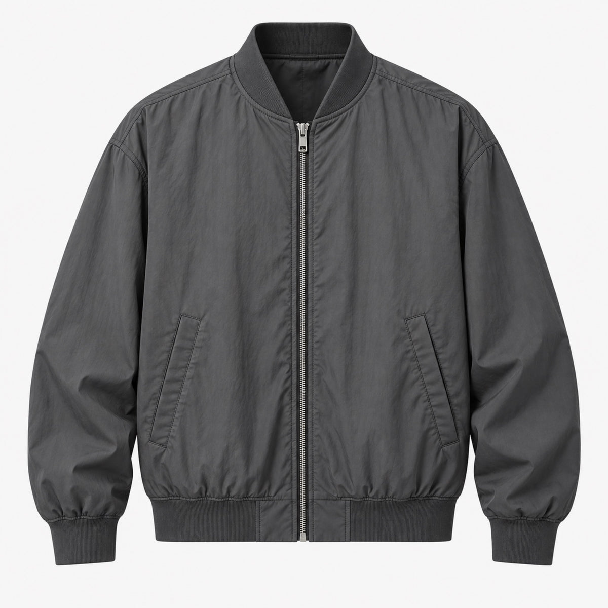 Men's Stand-Collar Workwear Bomber Jacket in gray - product view