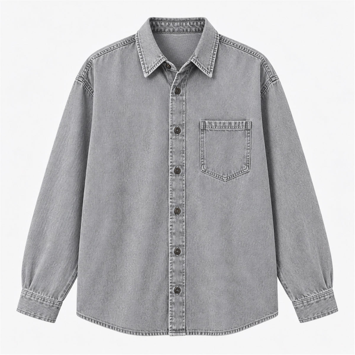 Men's Single-Pocket Denim Work Shirt in light gray - product view