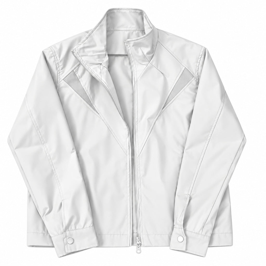 Men's Deconstructed Stand-Collar Boxy Jacket in white - product view