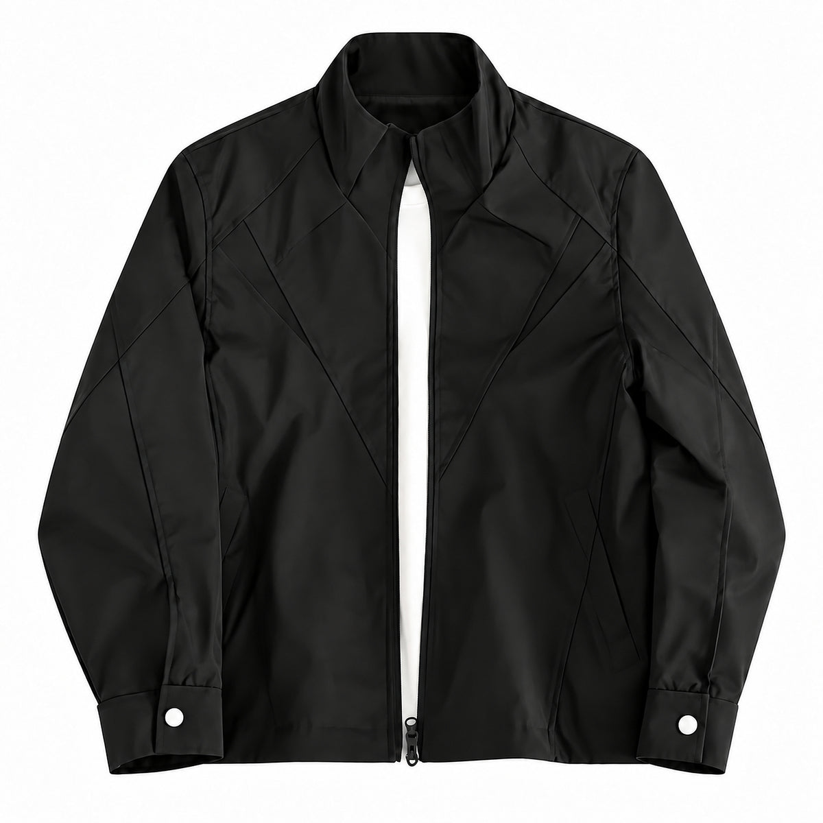Men's Deconstructed Stand-Collar Boxy Jacket in black - product view