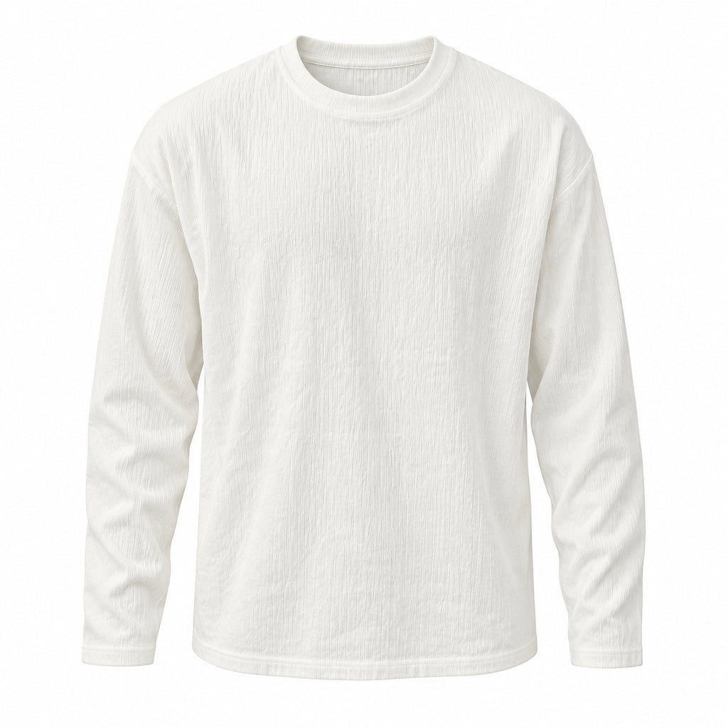 Men's Textured Relaxed Long-Sleeve T-Shirt in white - product view