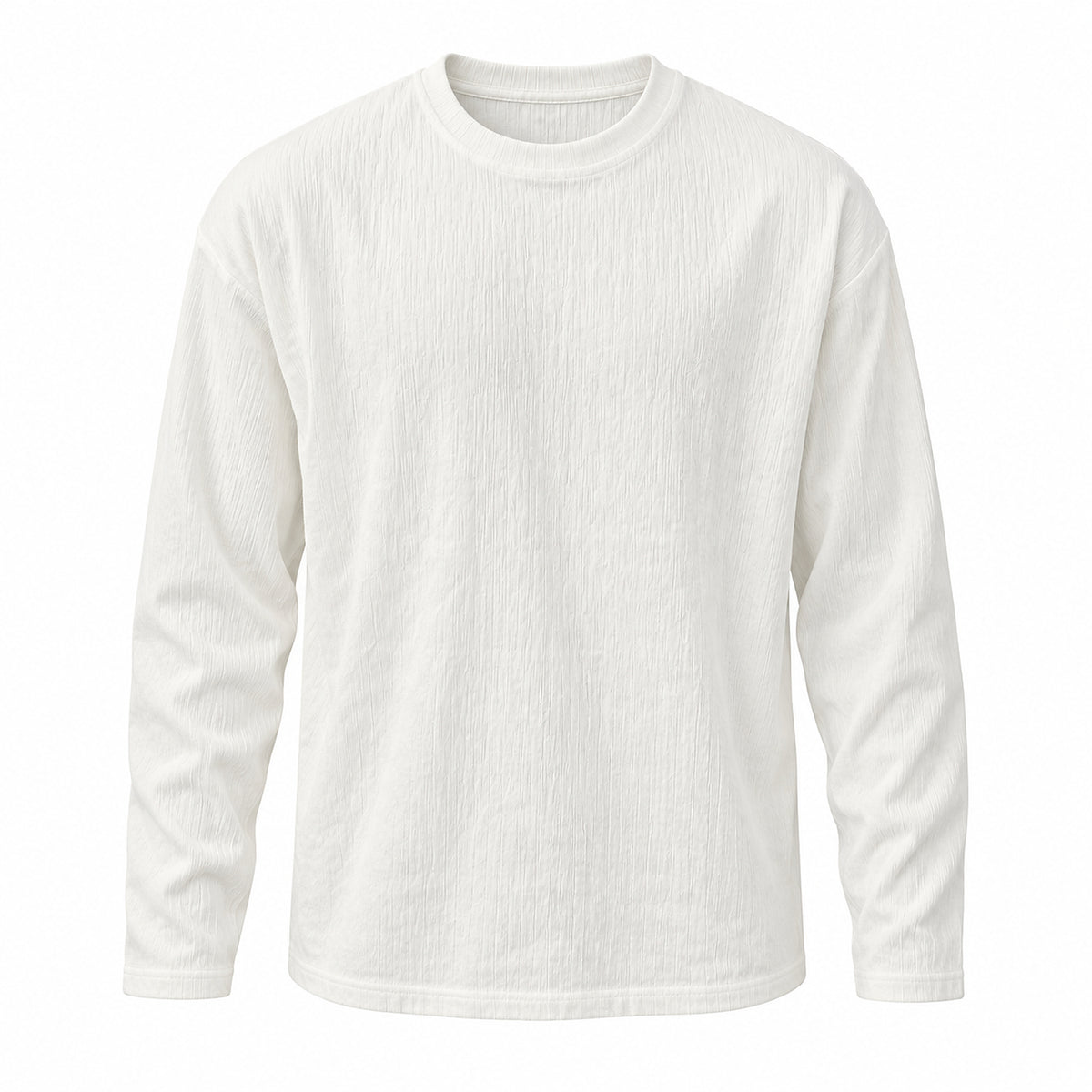 Men's Textured Relaxed Long-Sleeve T-Shirt in white - product view