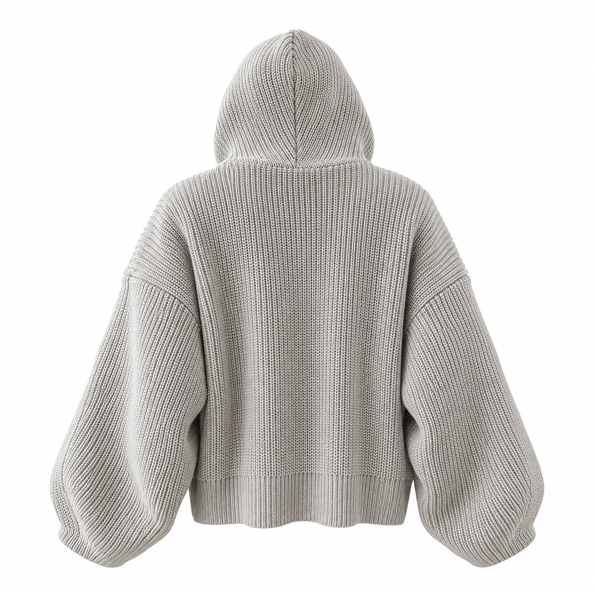 Men's Chunky-Knit Hooded Zip Cardigan in light gray - product view