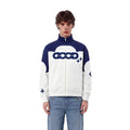 Men's Colorblock Floral-Appliqué Track Jacket in blue - worn view