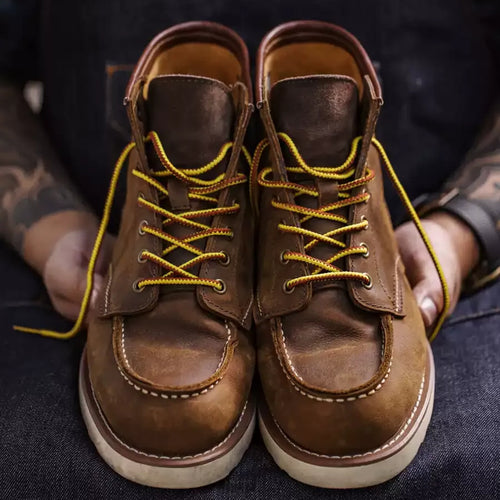 Men's Brown Leather Workwear Shoes in brown - product view