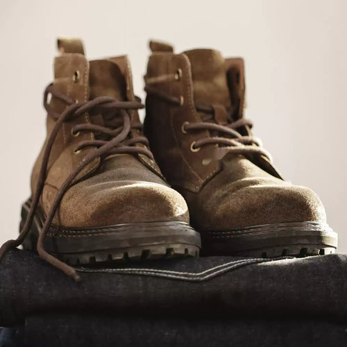 Men's Brown Lined Desert Boots in brown - product view