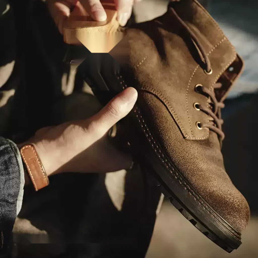 Men's Brown Lined Desert Boots in brown - product view