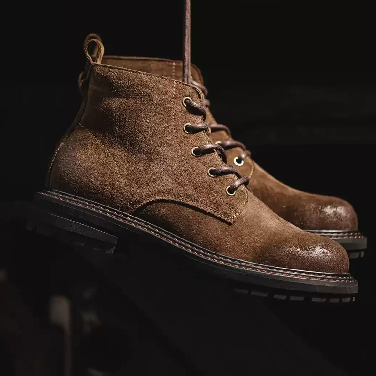 Men's Brown Lined Desert Boots in brown - product view