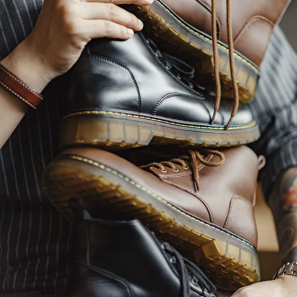 Men's Full-Grain Leather Work Boots in brown - product view