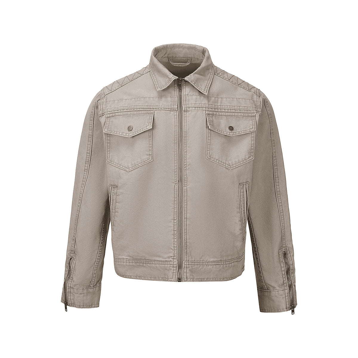 Men's Washed Denim Utility Jacket in light gray - product detail