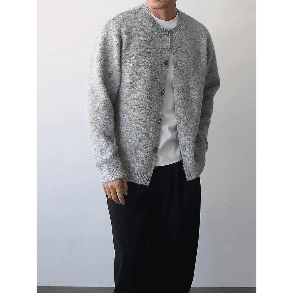 Men's Wool-Blend Button-Front Cardigan in light gray - product detail