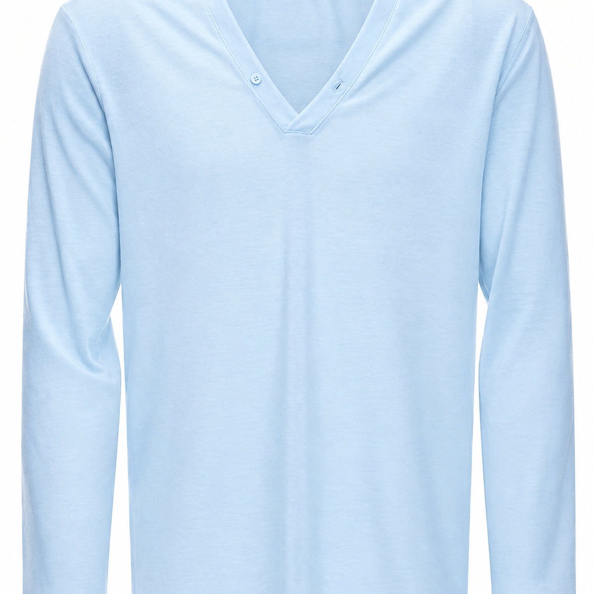 Men's Deep V-Neck Button-Placket Long-Sleeve Tee in light blue - product detail