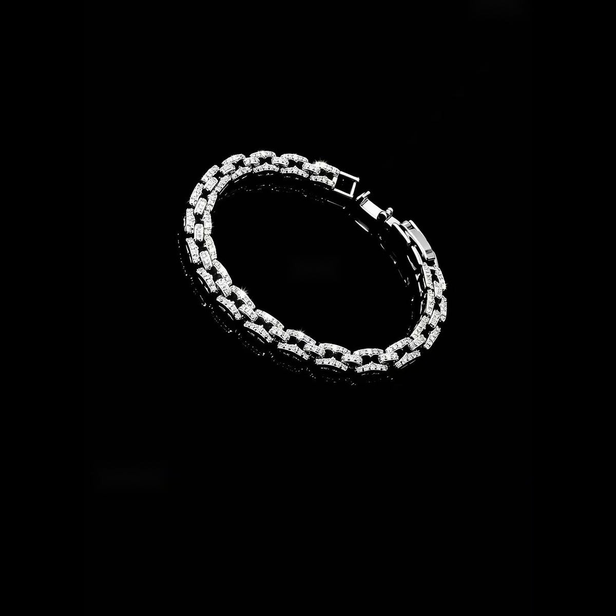 Cubic Zirconia Link Bracelet in silver - product view