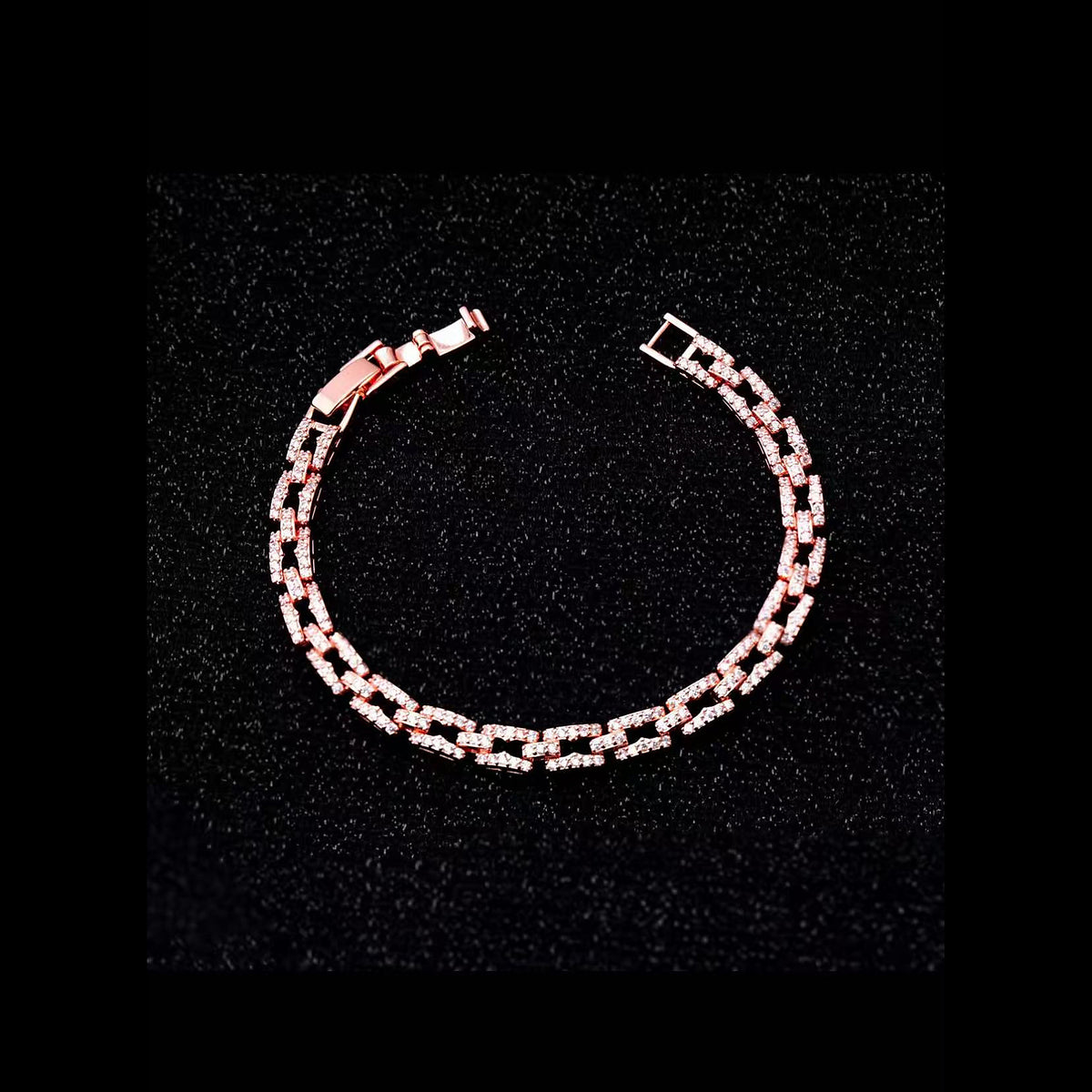 Cubic Zirconia Link Bracelet in rose gold - product view