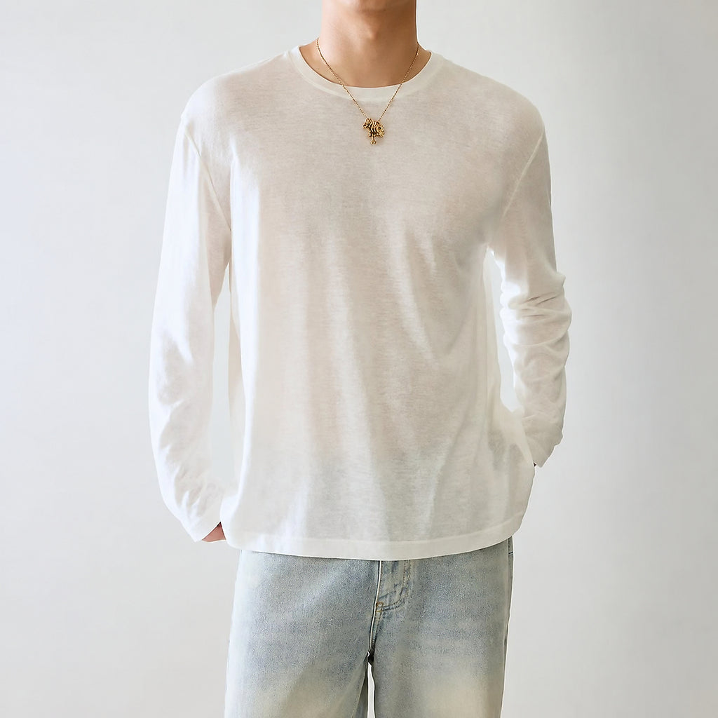 Men's Textured Crewneck Knit Top in black - product detail