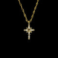 Gold-tone ornate stone-detail cross necklace - product view