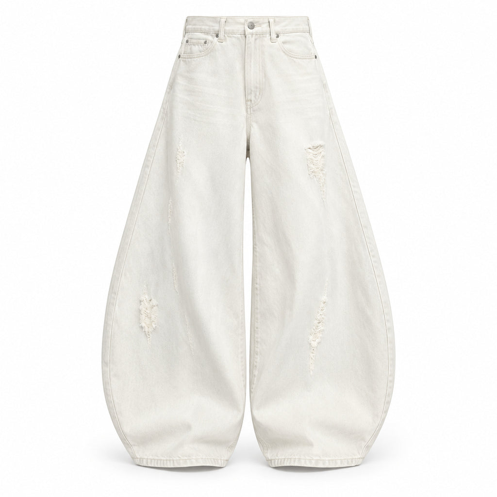 Men's Relaxed Wide-Leg Jeans in Off White, product view