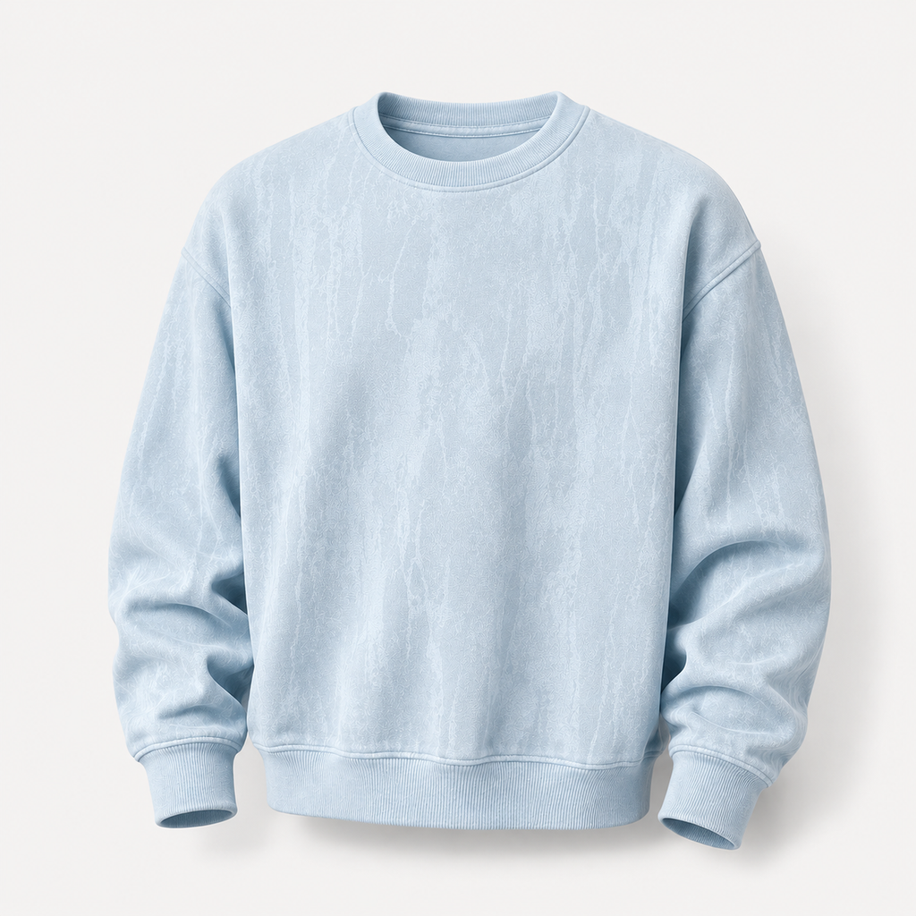 VAREN FORM 350g Tie-Dye Layered Crewneck Sweatshirt powder blue product front