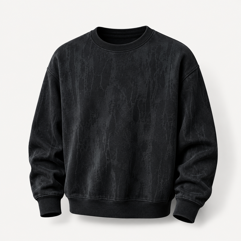 VAREN FORM 350g Tie-Dye Layered Crewneck Sweatshirt washed black product front