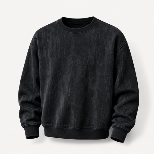 VAREN FORM 350g Tie-Dye Layered Crewneck Sweatshirt washed black product front