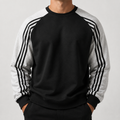 VAREN FORM 380g Colorblock Stripe Sleeve Sweatshirt black model front